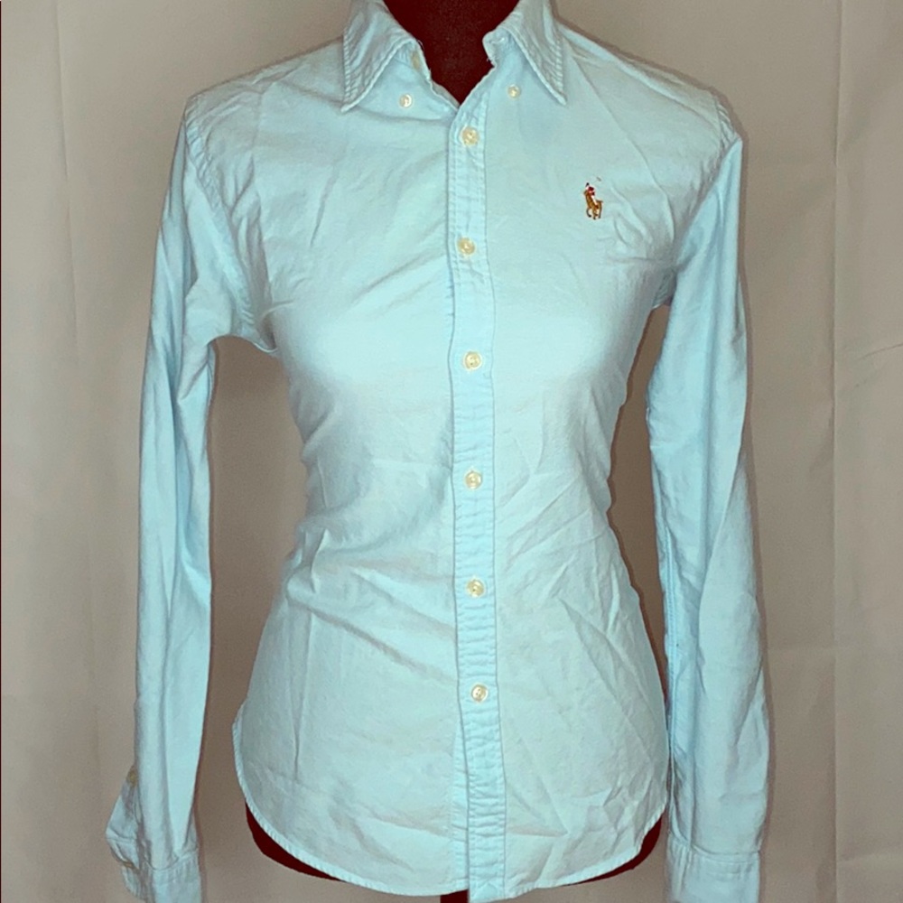 Ralph Lauren Blue Slim Fit Button Down Shirt